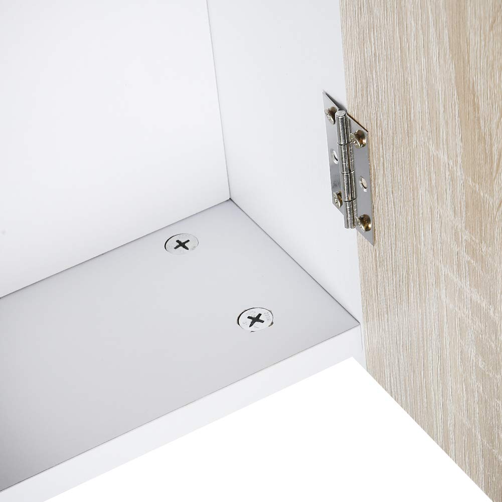 HUOLE Mesa Plegable Cocina Salón Mesa Auxiliar con 2 Alas Abatibles Ahorra Espacio Diseño Moderno-103 * 76 * 73,4 cm: Blanco + Color Roble