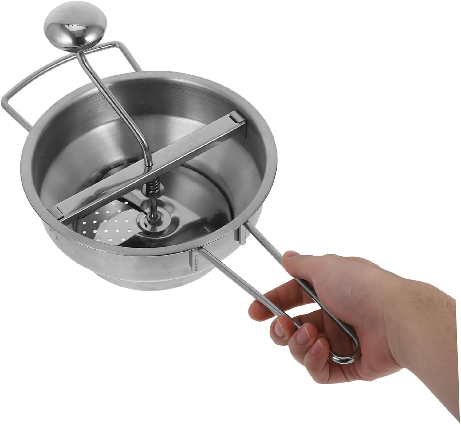 1set Stainless Steel Potato Ricer Ergonomic Handle Manual Mashing Tool for Mashed Potatoes Fruits and Vegetables Includes Grinding Discs for Versatile Cooking