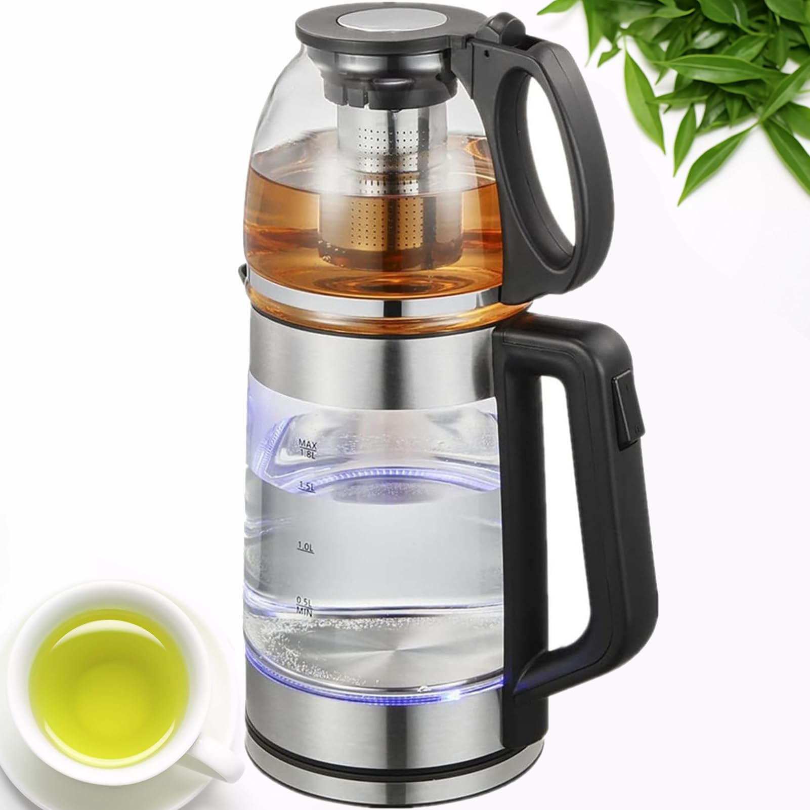 Bouilloire en verre 2L double paroi électrique sans BPA arrêt automatique