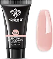 modelones Poly Nail Gel Builder Extension Nude Nature Color Light Apricot Acrylic Enhancement Thickening Trendy Nail Art Design Salon Professional Technician Tool 50ML 1.76oz