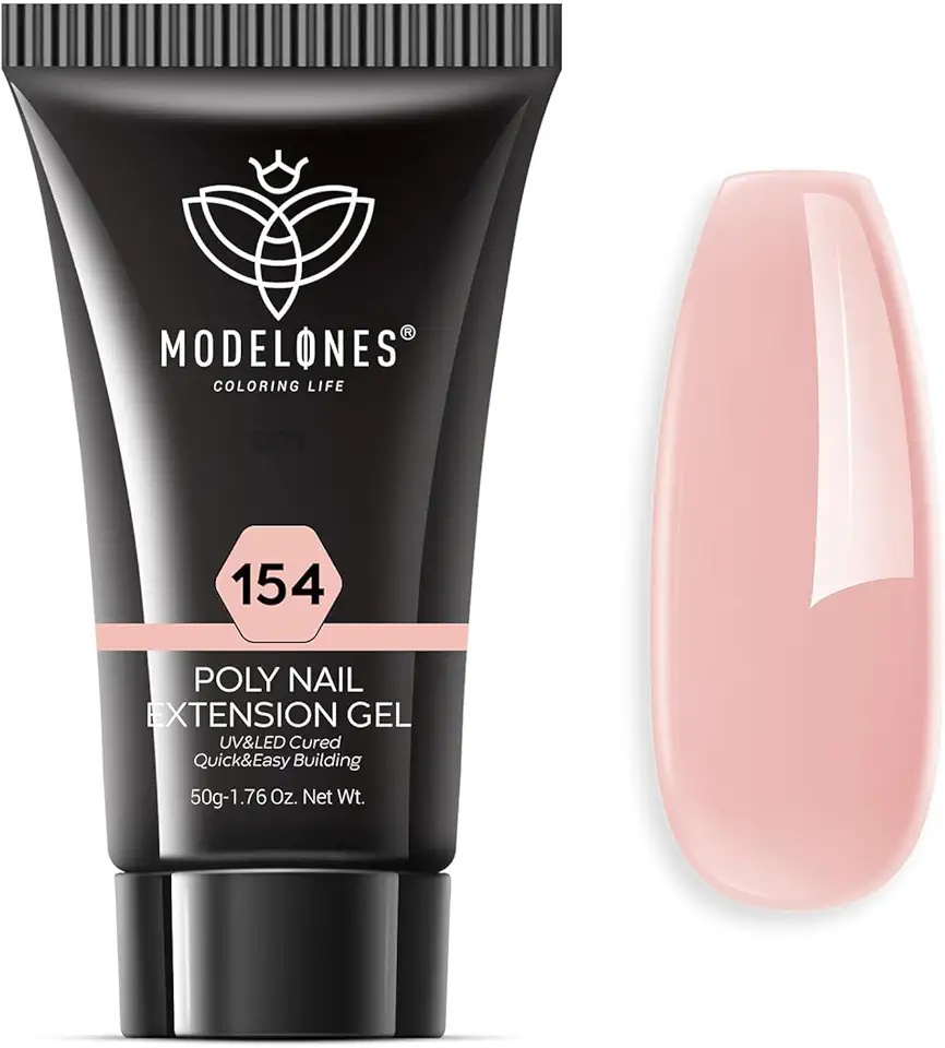 modelones Poly Nail Gel Builder Extension Nude Nature Color Light Apricot Acrylic Enhancement Thickening Trendy Nail Art Design Salon Professional Technician Tool 50ML 1.76oz