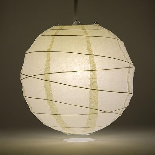 Miniatura 2 de Luna Bazaar Linterna de papel de alta calidad, pantalla de lámpara (20 pulgadas, acanalado de estilo libre, beige nupcial)  Papel de arroz