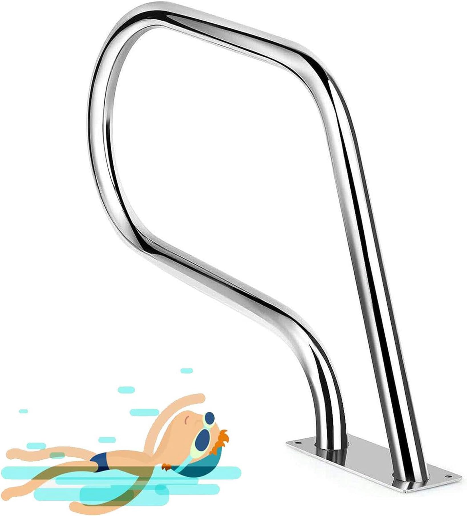 Main courante de piscine en acier inoxydable 304 avec base renforcée durable