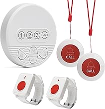 Caregiver Pager Wireless Call Button for Elderly Alert in Home Nurse Call Bell Alarm System with LED Number Display for Seniors/Patient/Disabled at Nursing Home,Hospital,Clinic