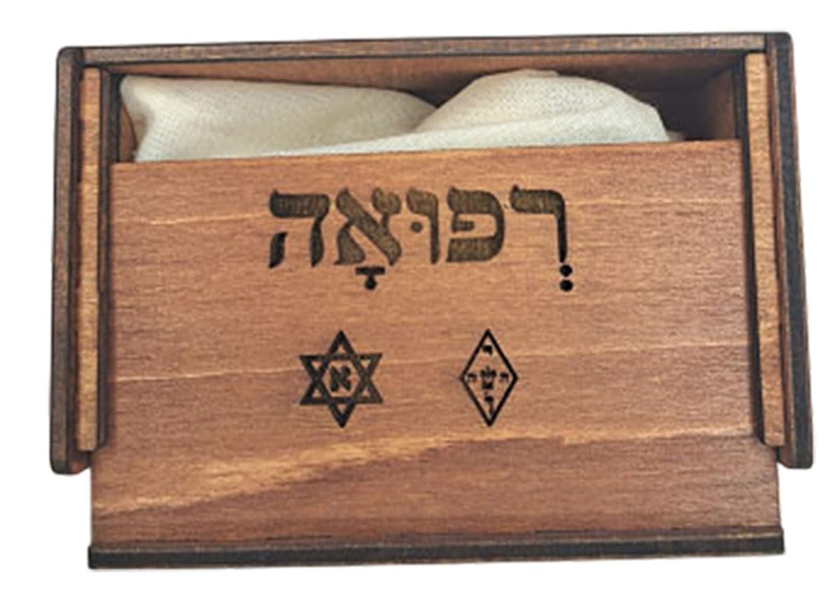 Péndulo grabado Hebreo de Radiestesia en Madera de Roble - Diagnóstico Energético y Sanación Holística con Caja Grabada y Saquito - Péndulo Cónico para Terapeutas, Chakras y Reiki