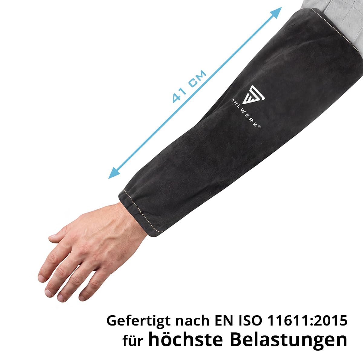 STAHLWERK Manches pour soudeurs | Manchettes pour soudeurs | Manchettes de protection pour soudeurs | Vêtements de protection pour soudeurs avec ceinture élastique en cuir croûte de haute qualité