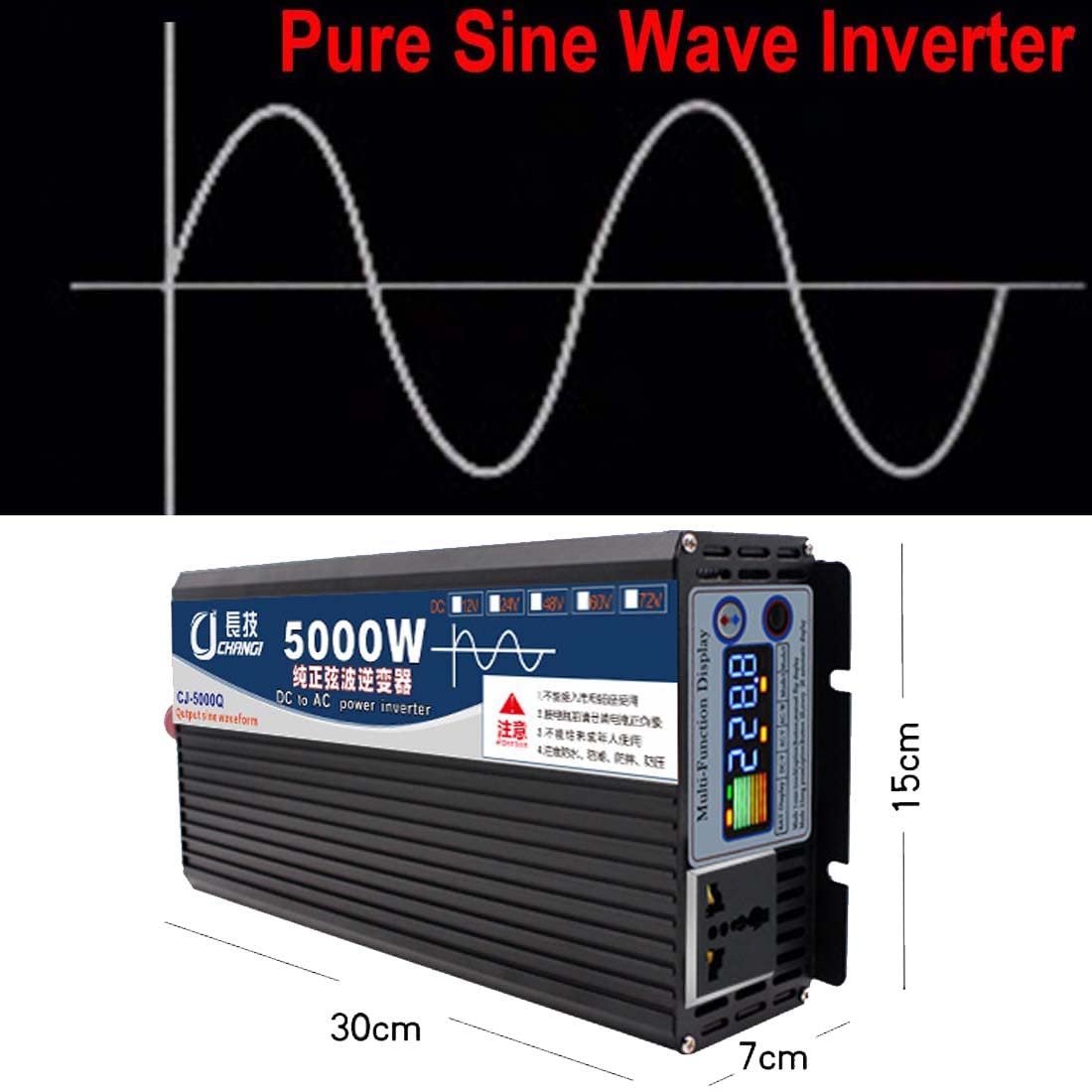 Przetwornica Czystej Fali Sinusoidalnej, Przetwornica Napięcia 3000w 4000W 5000W 6000W 7000W 8000W 10000W 12000W Przetwornica 12V/24V/48V/60V/72V 220V 230V Przetwornica,5000W-12V