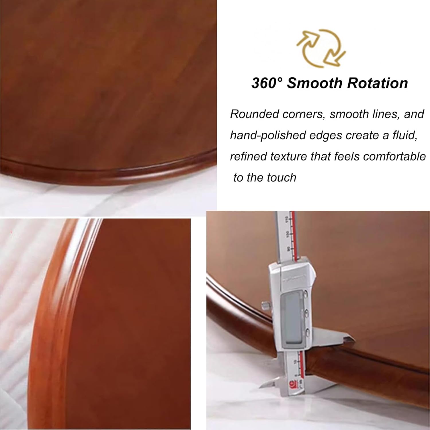 24‘’ Lazy Susan for Table Top, Large Round Wood Tray 360° Smooth and Silent Spin for Dining Table Centerpiece Family Gatherings, Banquets and Weddings (31.5in/80cm)