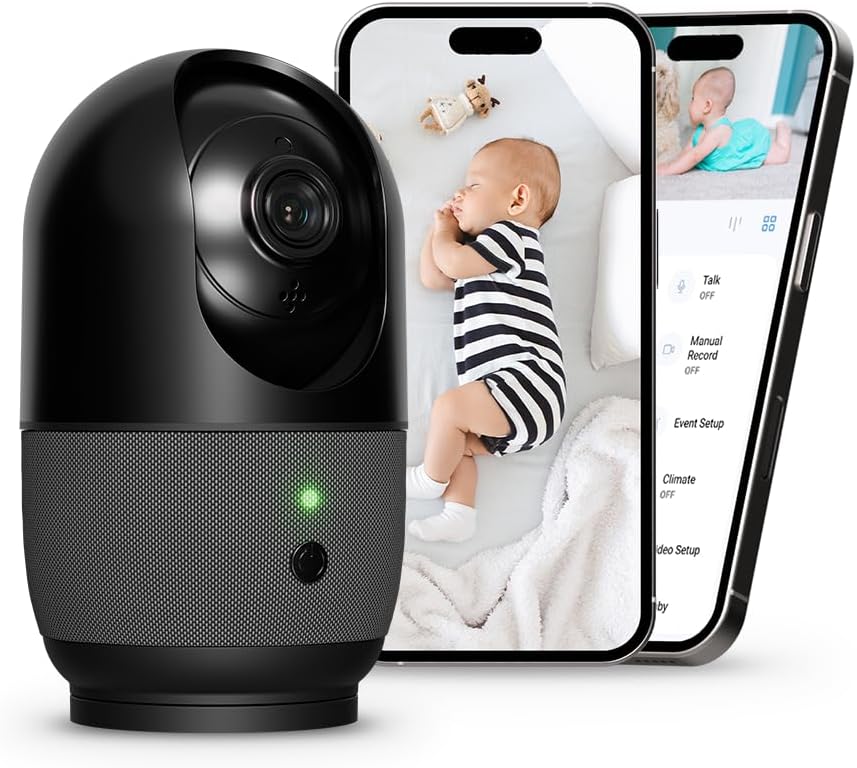 S8 2K QHD Baby Monitor Camera – Korean Privacy Certified, AI Cry Detection, 360° PTZ, Dual Wi-Fi, Night Vision, 2-Way Audio, Temp Sensor, No Subscription