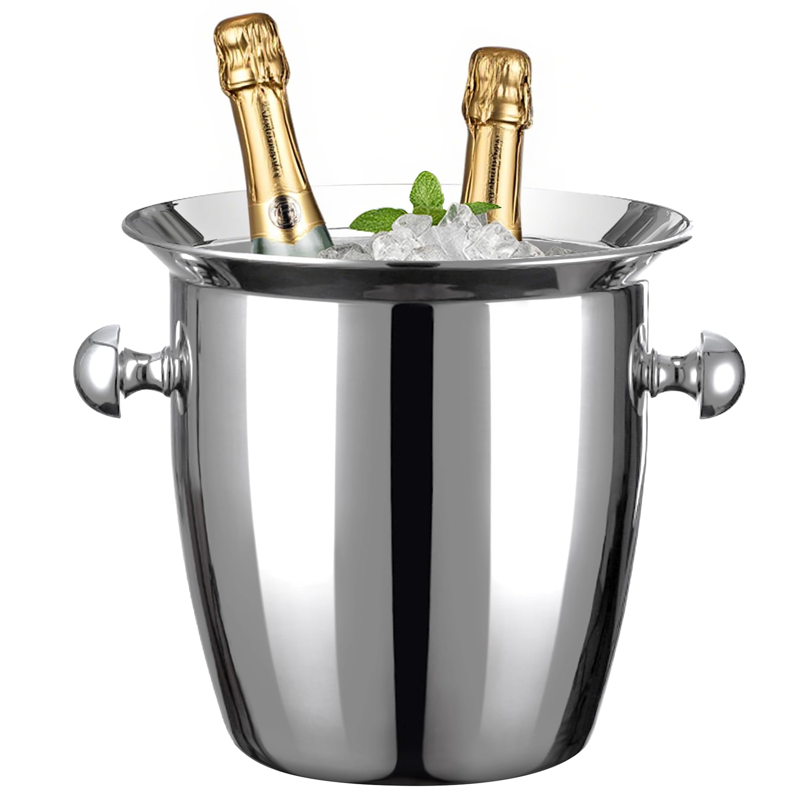Ice Bucket, Large Ice Bucket for Parties, 5L Portable Stainless Steel Wine Buckets with Handle for Champagne, Beer, Cocktails, Indoor, Outdoor, Camping, Picnic(Silver)