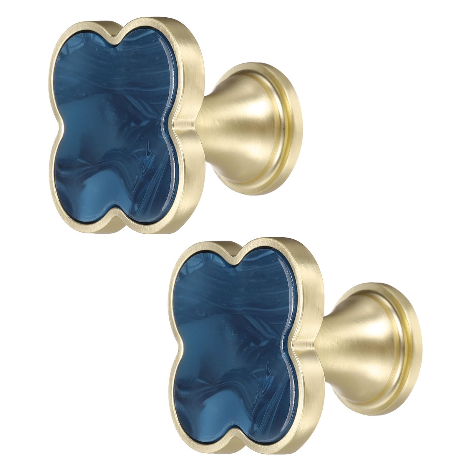 sourcing map 2Pcs Drawer Knobs, Zinc Alloy Decorative Four-Leaf Pull Handles with Screws for Furniture Dresser Wardrobe Cupboard, Pearl Blue