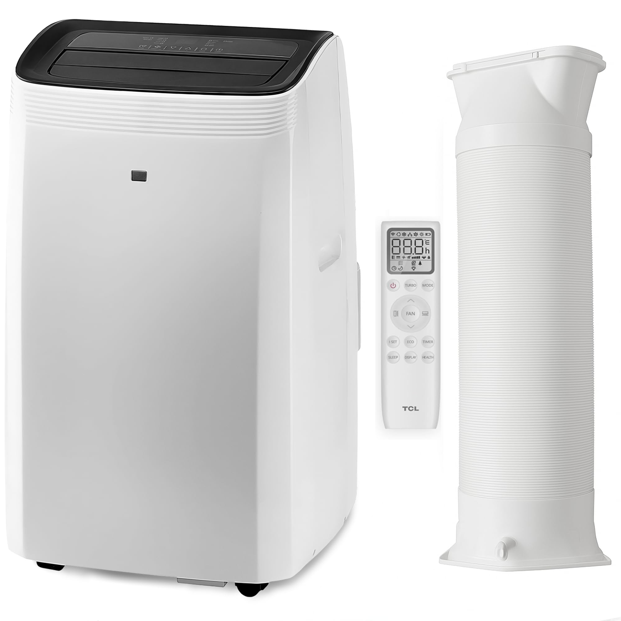 TCL Mobile Klimaanlage 12000 BTU (3,5kW) TAC-12CPB/MZW – 3-in-1 Funktion, 24h-Timer, Schlafmodus, leise, inkl. Abluftschlauch & Fernbedienung für Wohnzimmer, Büro, Schlafzimmer + Entfeuchterfunktion