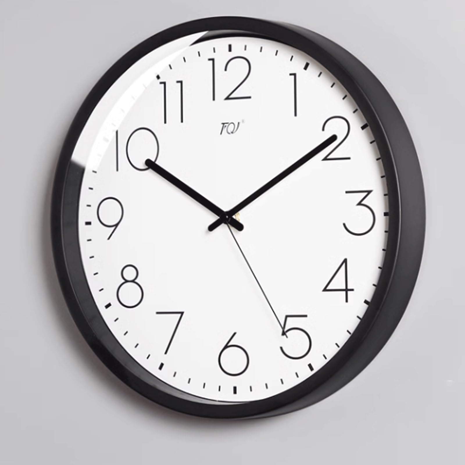 Tiempo Reloj de Cuarzo con decoración Pared silenciosa for el hogar Simple(Negro,Medio)