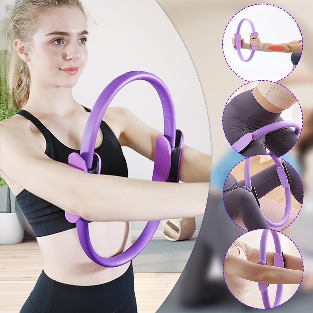 5 Piezas Juego de Anillo de Pilates, Kit Esencial de Pilates, Pilates Ring for Women, Pilates Ring and Ball Set, Círculo Mágico de Fitness, Pilates Ring Yoga Ball Set para Piernas Brazos Muslos