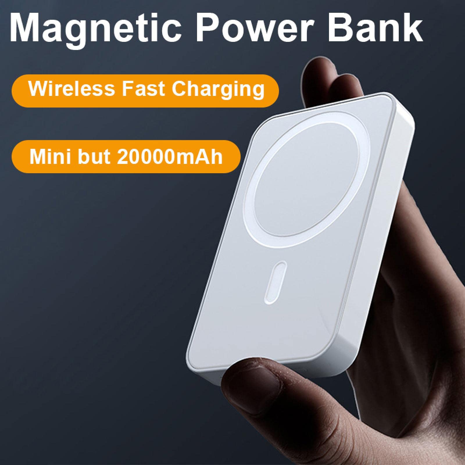 20000mah Banco de energía magnética Mini Cargador portátil de Gran Capacidad batería Externa de Carga rápida inalámbrica para teléfonos Inteligentes tabletas al Aire Libre Blanco