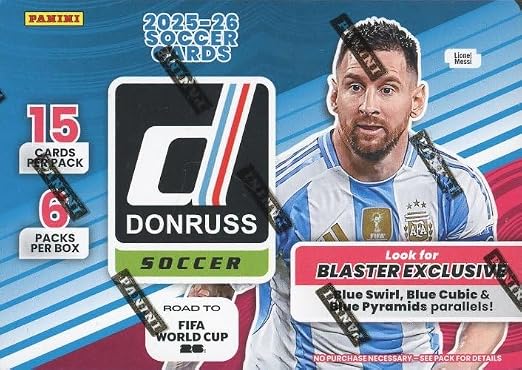 2025/26 Panini Donruss Road to WORLD CUP Soccer EXCLUSIVE HUGE Factory Sealed Blaster Box! Includes (90) Cards Including (6) Rated Rookies & (18) INSERTS! Look for Autos & Kabooms of Top Stars!