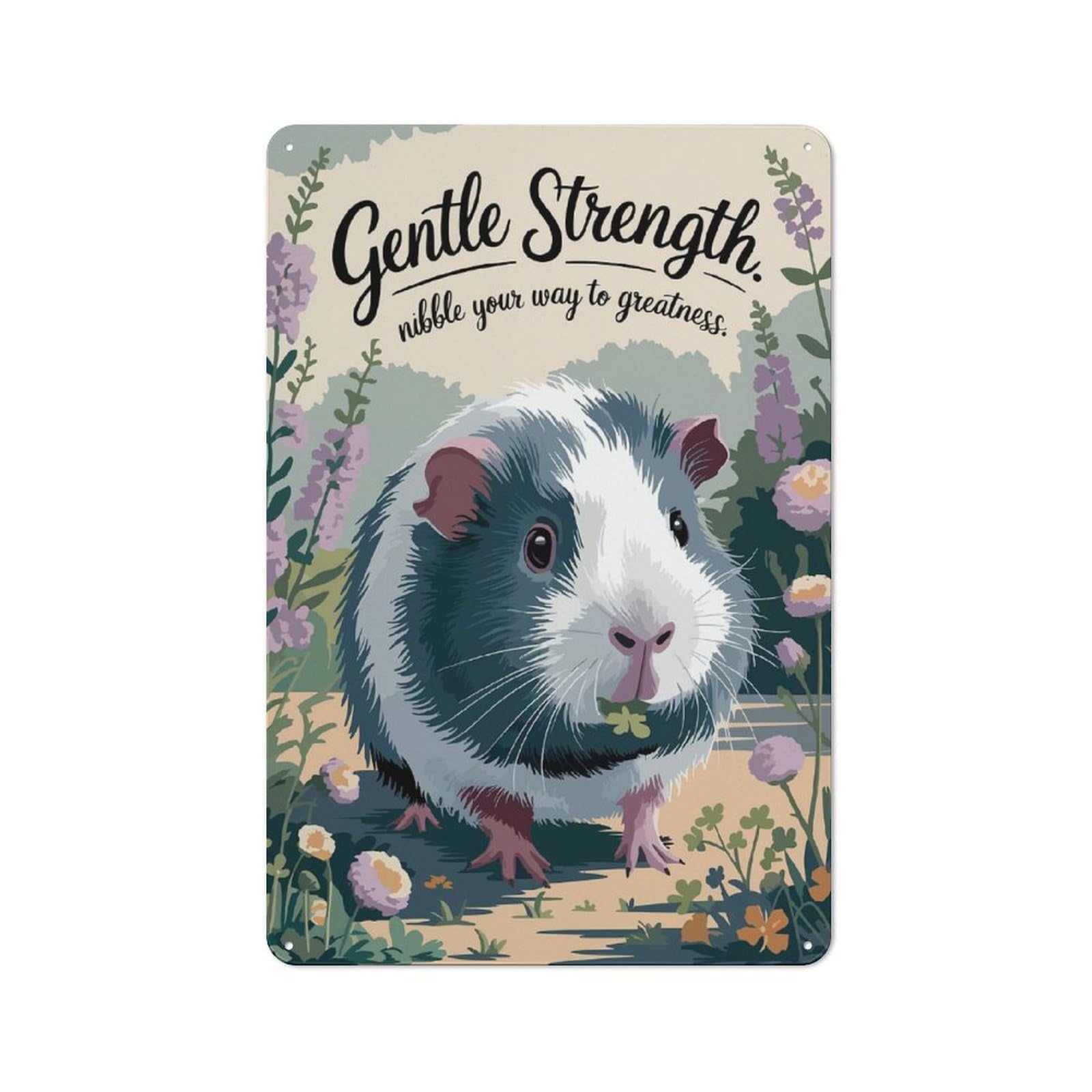 Junmoney Gentle Strength Guinea Pig Art Classic Metal Sign 30X20cm Featuring Bar Wall Plaque For Diner, Restaurant, Shed Or Kitchen