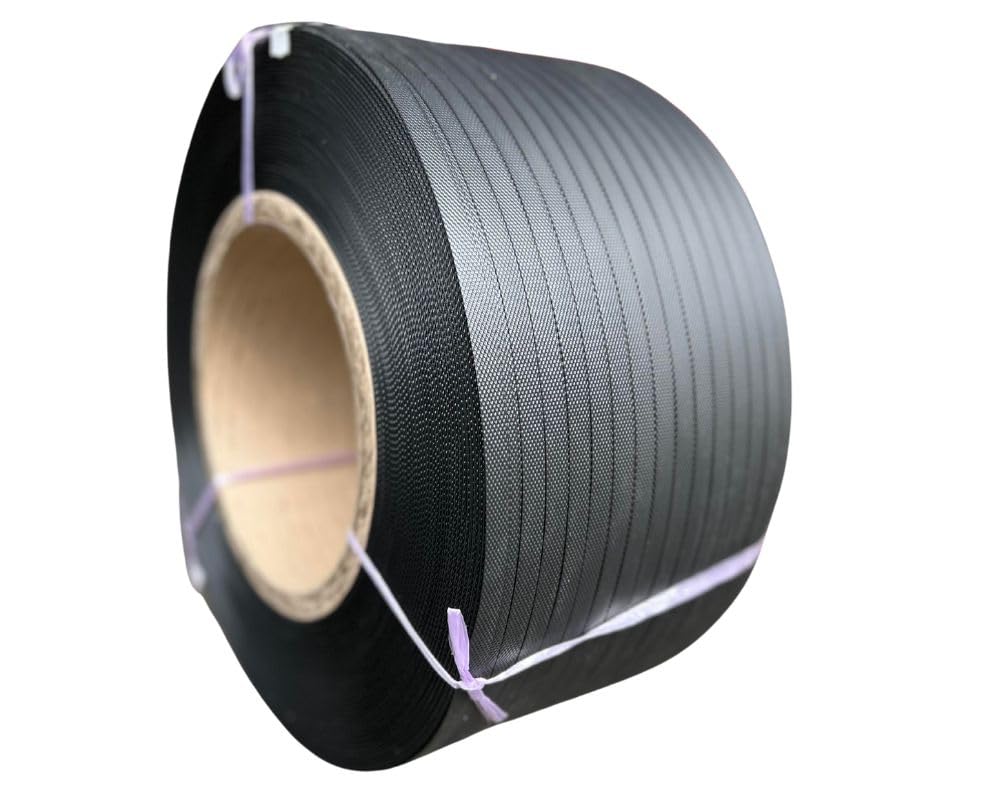 1x PP Umreifungsband 12mm x 0,55mm x 3000m 200mm Kern Schwarz Verpackungsbänder