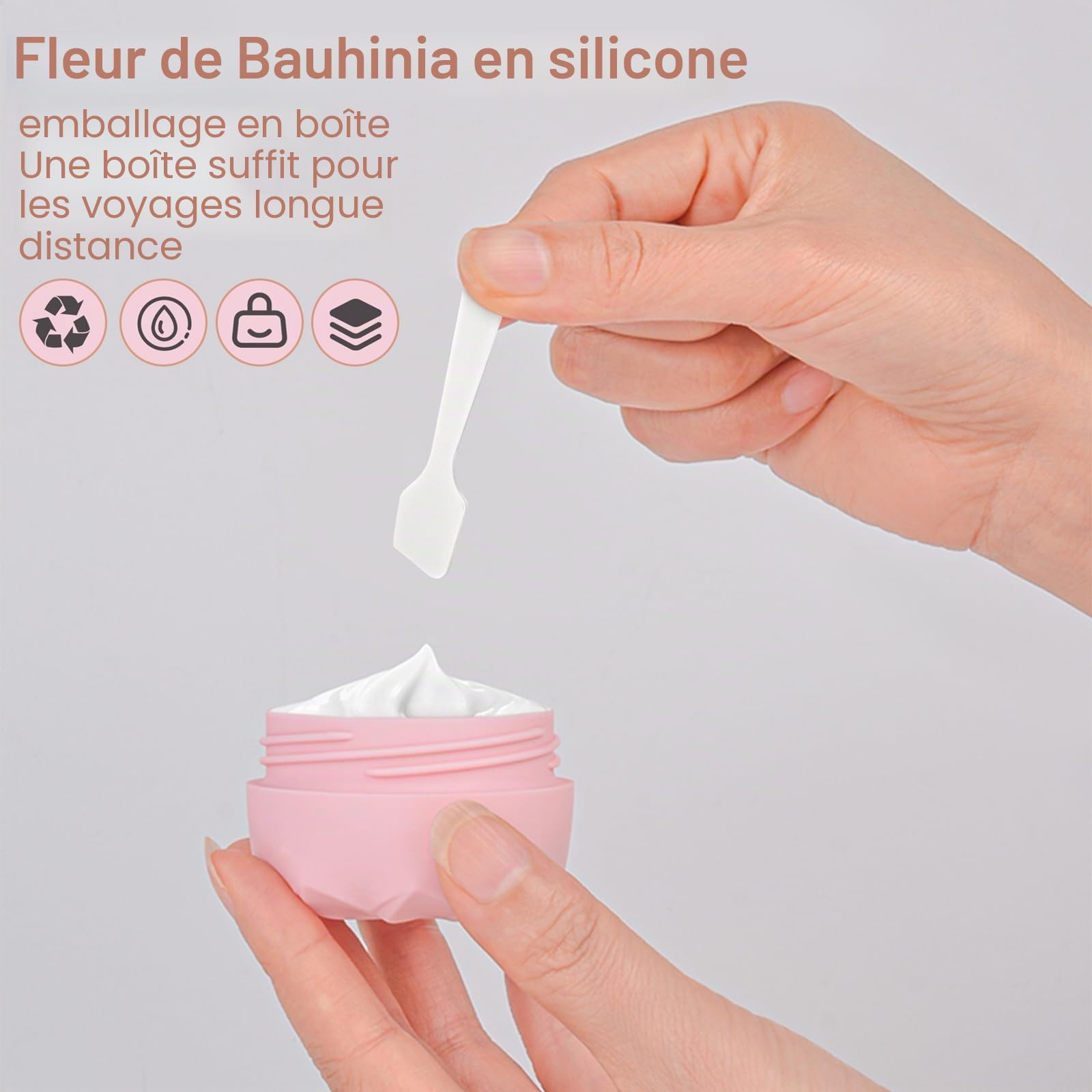 Pavlleen 4 Pièce Silicone Travel Toiletry Containers, 30 ml Silicone Cream Jars, essentiels de voyage/accessoires de voyage, pour cosmétiques, crèmes, lotions