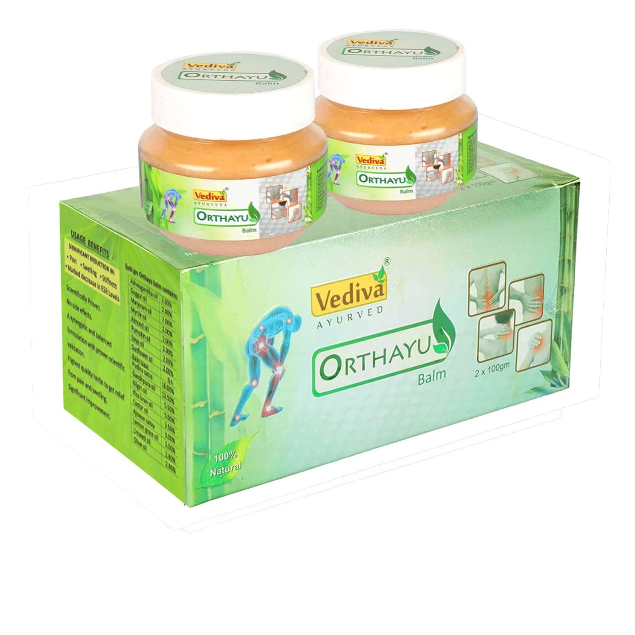 Dreamads Orthayu Balm (Unisex,PO2x100gm) I Pain relief Balm I Ayurvedic Balm I Instant pain relief balm