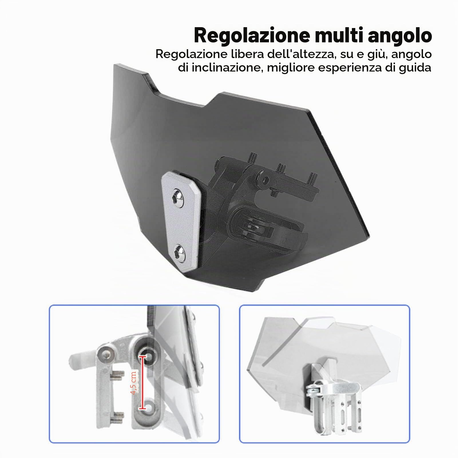 Estensione per Parabrezza per Moto, Parabrezza per Moto Clip Regolabile Rialzata in Acrilico Sull'estensione del Parabrezza per Deflettore del Vento per Moto (Nero fumoso)