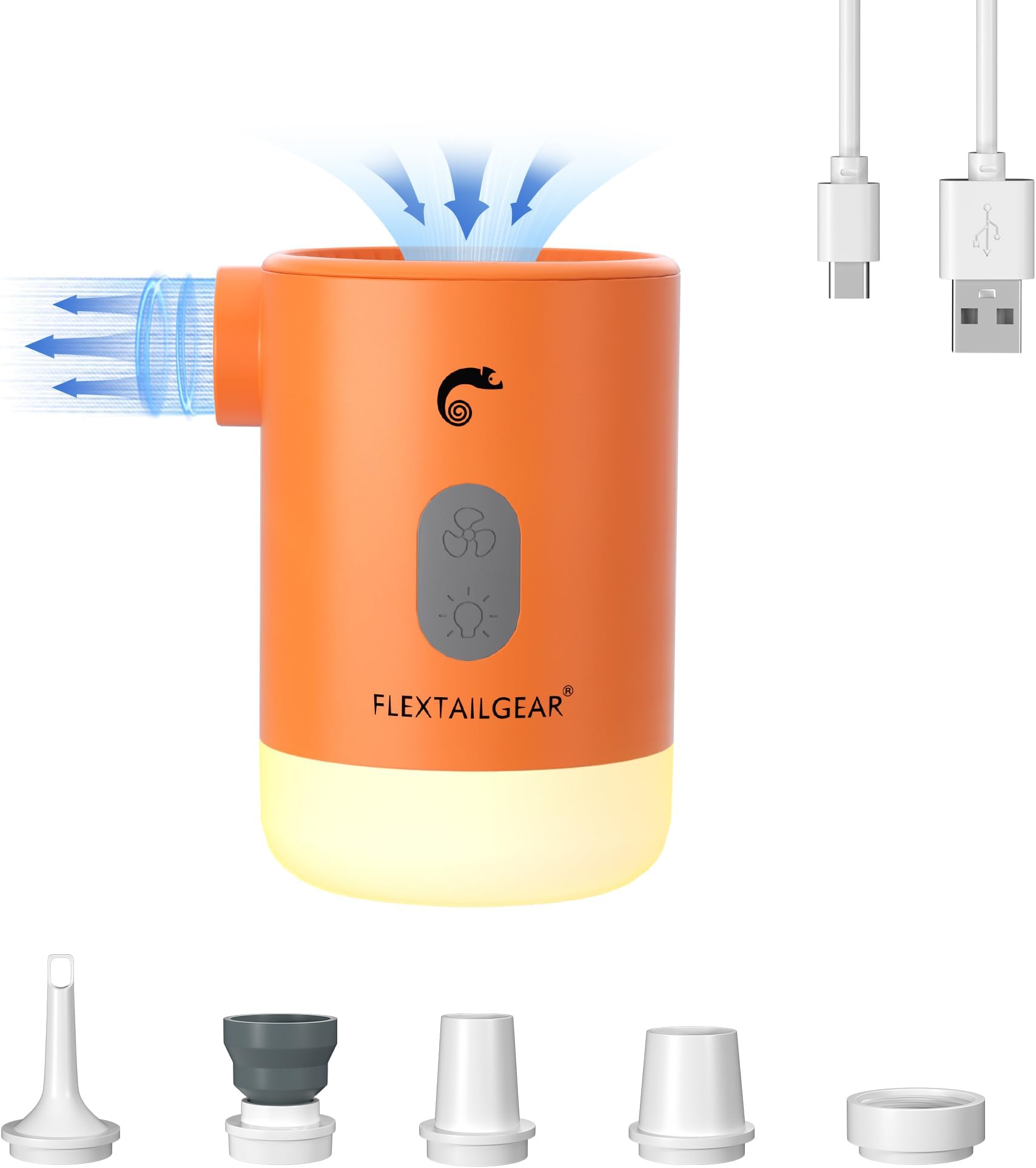 FLEXTAILGEAR Portable Air Pump MP2 Pro Electric Air Pump Rechargeable Battery Air Mattress Pump Ultralight Inflator with Led