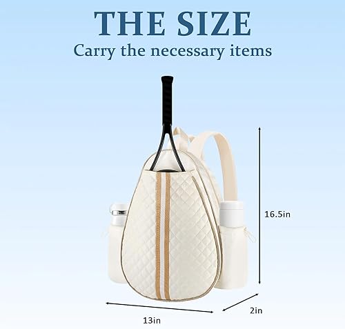 Miniatura 4 de Bolsas de tenis para mujer, acolchadas, grandes, mochila cruzada con capacidad para 2 raquetas, resistente al agua, bolsa de pickleball de un hombro