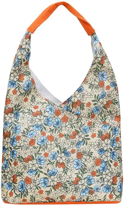 Floral Canvas Tote Bag Women Vintage Shoulder Handbag Large Capacity Underarm Casual Daily Bag