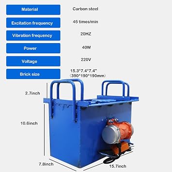 Manual Hollow Soil Block Brick Making Machine Brick Size 15.3X7.4X7.4 INCH Portable Brick Making Machine Interlocking Paving Brick Die (Round Hole) 220V