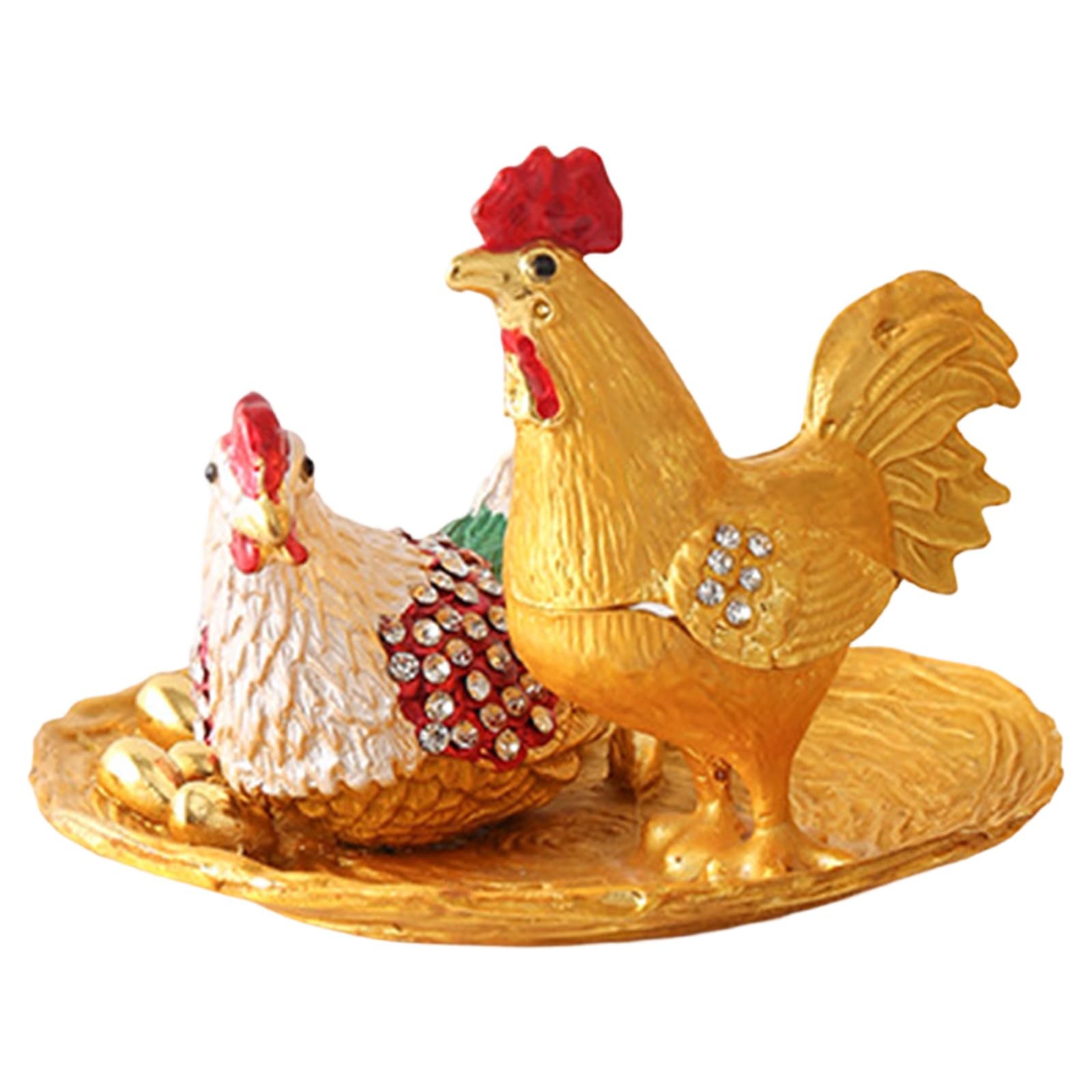 Msioytog Unique Small Accessory Case Rooster Shape Decorative Storage Box Alloy Texture Suitable for Keeping Valuables Safe Jewelry Holder