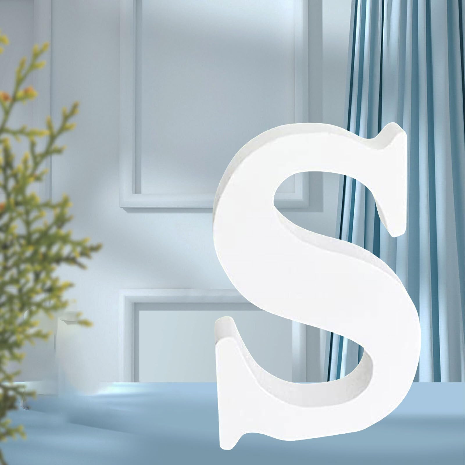 5ARTH6 inch S White Wood Letters,Unfinished Wood Letters for Wall Decor Standing Wood Sign Board for Craft Home Decoration Projects