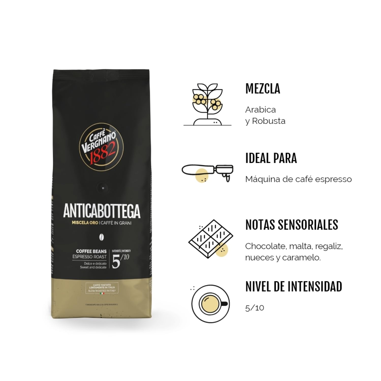 Caffé Vergnano 1882 en Granos Anticabottega - 1 pack x 1 kg