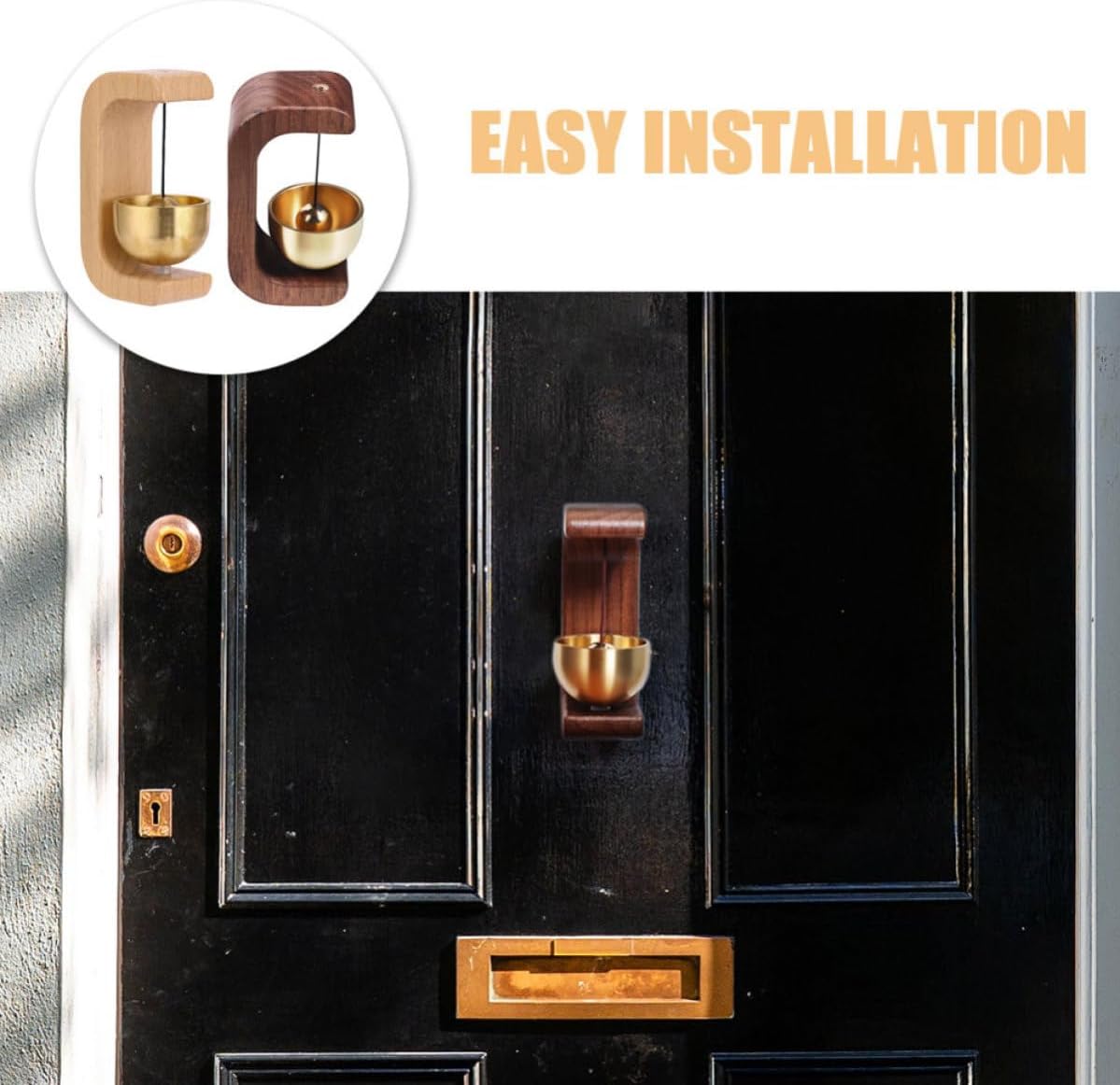 2pcs Wood Shopkeeper Bell Door Chime Ornament for Entrance Decor image 3