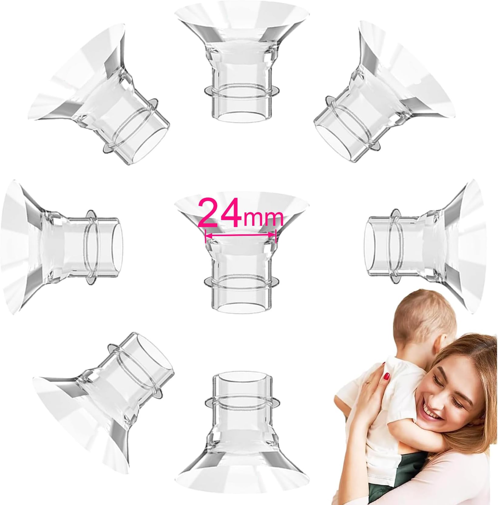 24mm Flange Insert Compatible with 24mm Flange/Shield of Breast Pumps, for Momcozy S9 Pro S10 S12 Pro Medela Spectra Elvie Paruu P10 R12 P3 TSRETE Willow GO Bellababy kmaier NCVI MomMed BIOBOO