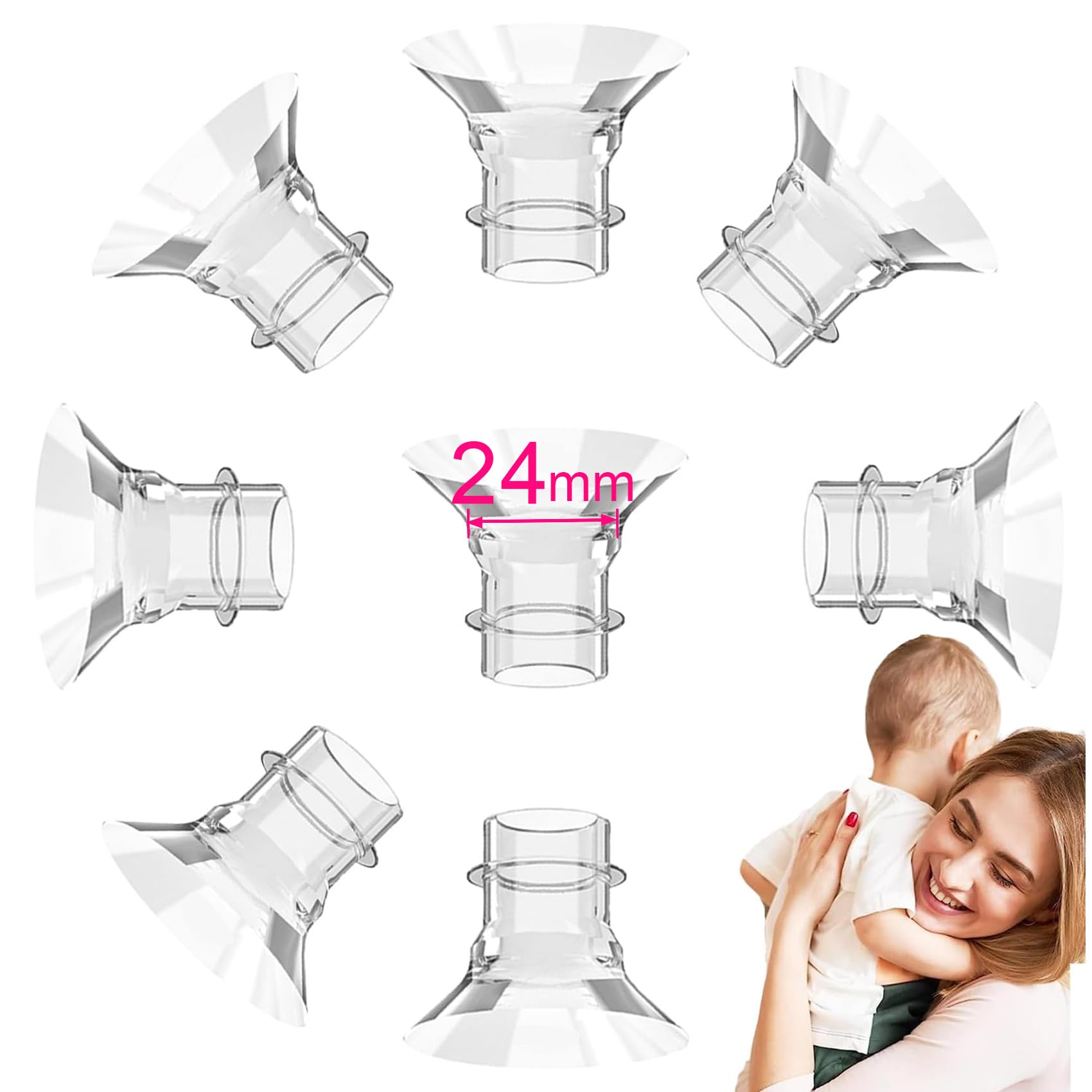 24mm Flange Insert Compatible with 24mm Flange/Shield of Breast Pumps, for Momcozy S9 Pro S10 S12 Pro Medela Spectra Elvie Paruu P10 R12 P3 TSRETE Willow GO Bellababy kmaier NCVI MomMed BIOBOO
