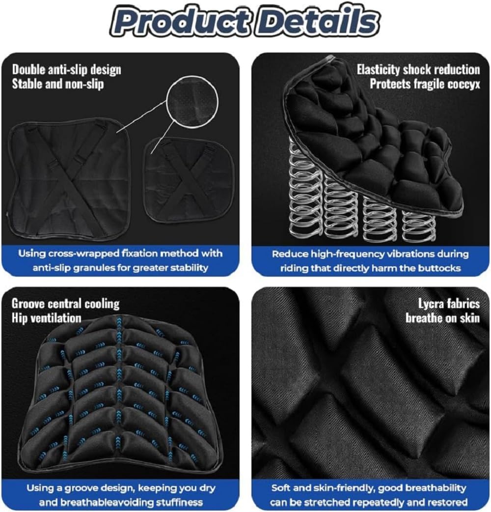 Coussin Selle Moto pour Moto Guzzi Stelvio 2008-2024, Epais Respirant Absorbant Durable Housse Antidérapante, Longs Trajets Confort Coussin de Siège