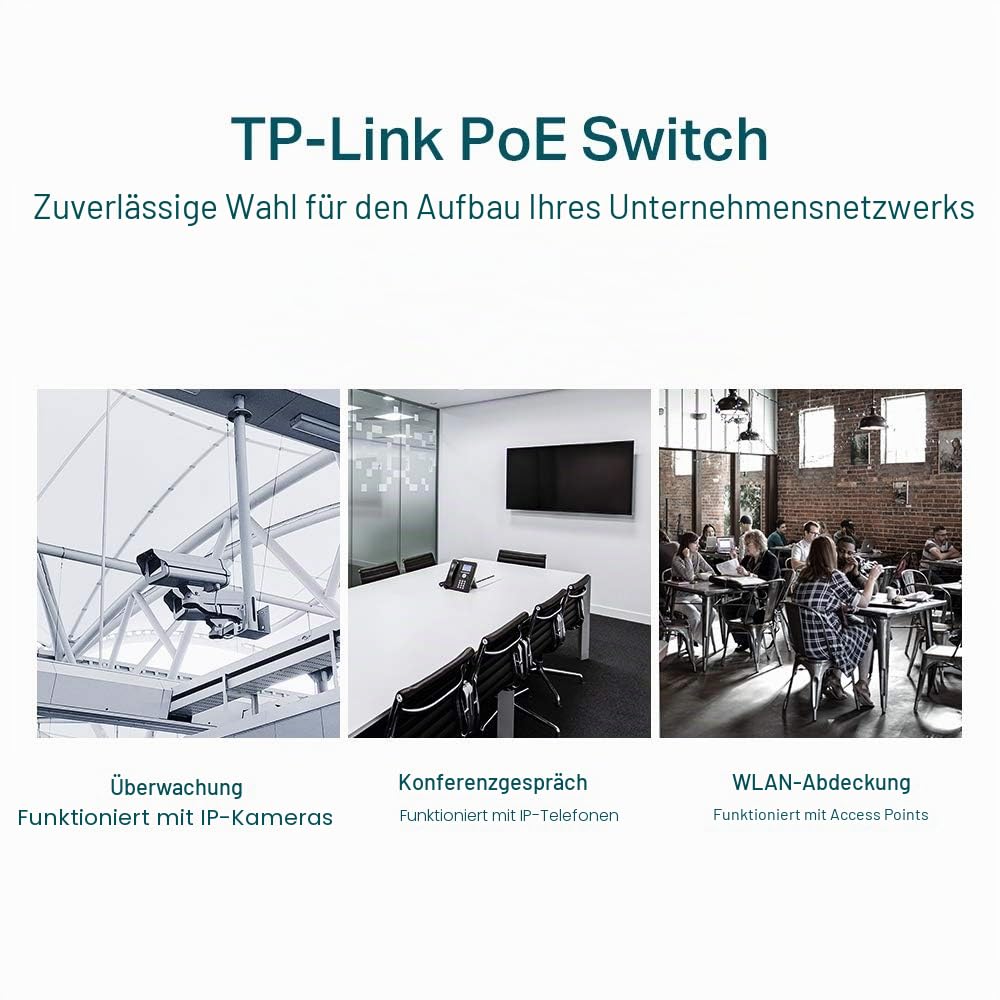 TP-Link TL-SG1428PE 28-Port Gigabit Easy Smart Switch mit 24 PoE+ Ports(2SFP Slots, 250 Watt, geschirmte RJ-45 Ports, einfache Konfiguration, ideal für kleine und mittlere Unternehmen) Schwarz