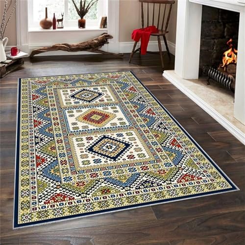 Tapis princesse bleu et vert au design géométrique pour dressing chic - 2
