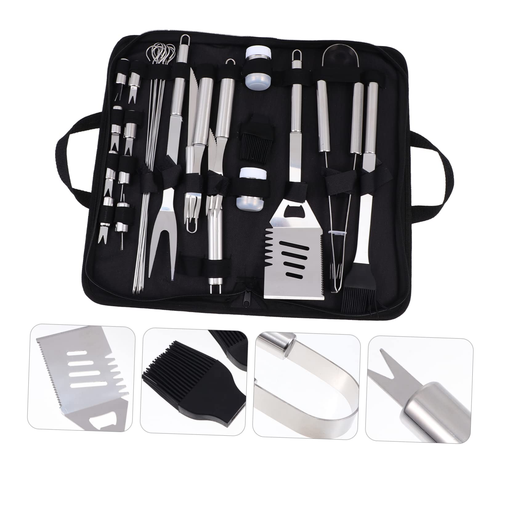 Abaodam Utensili Barbecue in Acciaio Inox Portatile Per Esterno g Grilliata Attrezzi Barbecue Borsa Organizer Picnic Campeggio