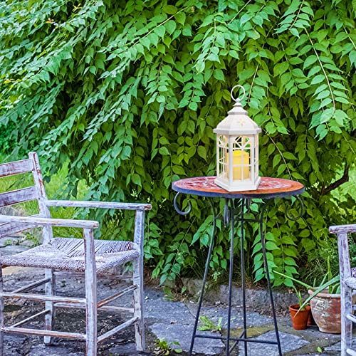 Decorative Candle Lanterns Flameless Battery-Operated With Timer Function, 10.5'' Indoor Outdoor Moroccan Hanging Plastic Rustic Lantern Decor For Home, Farmhouse, Wedding(White, 1) #TOP7