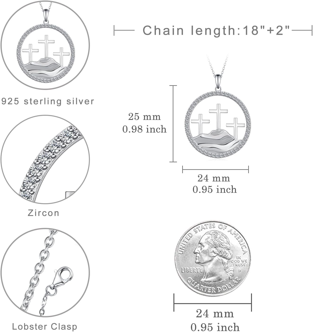 925 Sterling Silver Christian Cross Pendant Necklace for Women - Christian Jewelry Gifts - Image 4