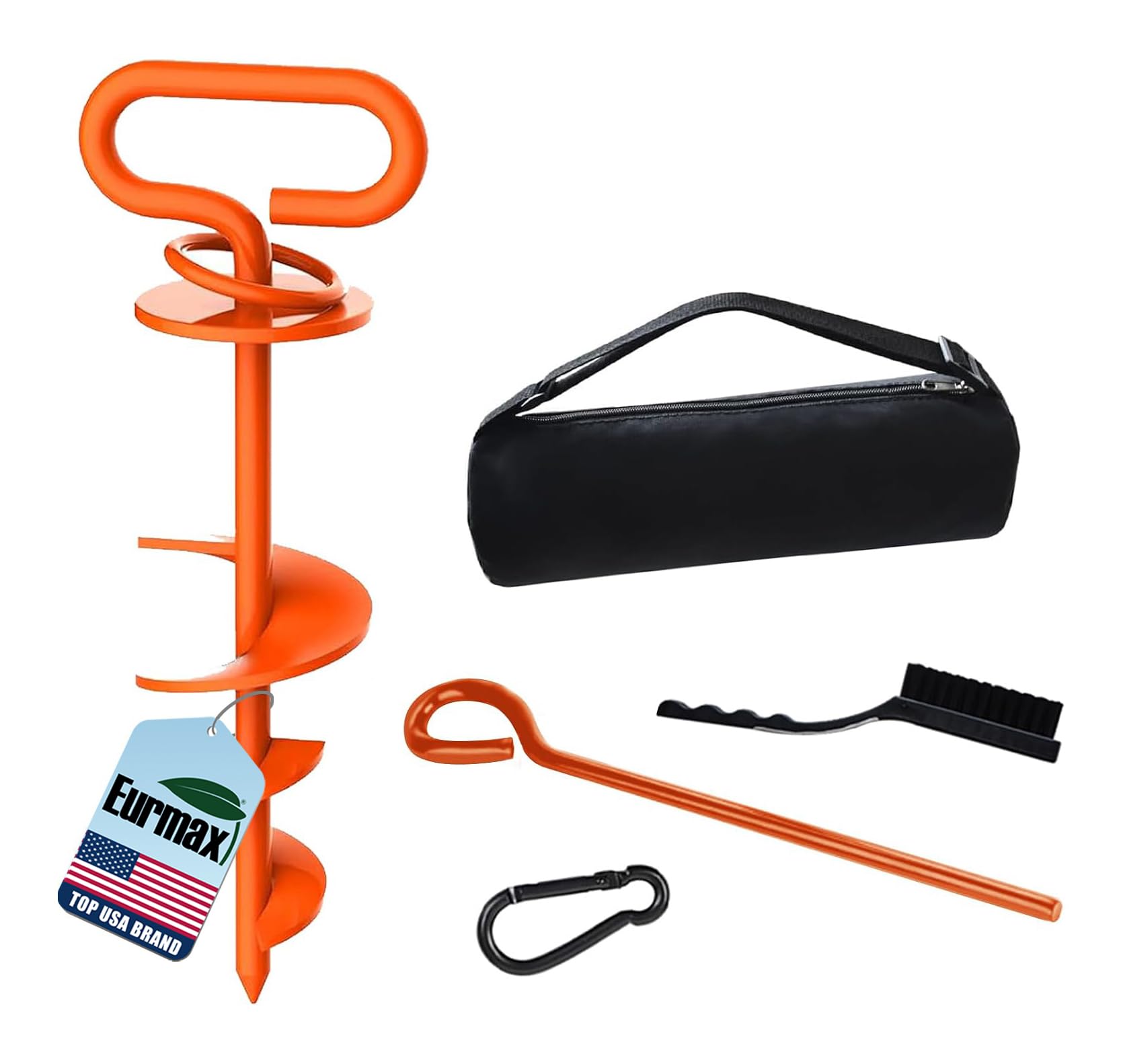 Eurmax USA Heavy Duty Dog Tie Out Stake, No-Tangle In Ground Anchor Runner for Large Dogs up to 210 Lbs - Perfect for Yard, Beach and Camping (Orange)