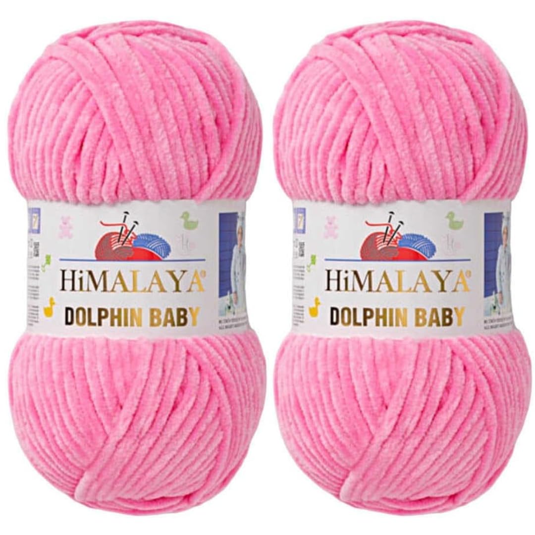 Himalaya Dolphin Baby Yarn 2 X 100g Skeins Super Bulky Yarn for Knitting/Crochet Ideal for Cardigans Shawls Blankets Hats and Home Textiles (2, 80309 Pink)