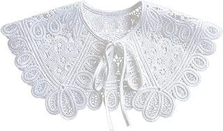 Women's White Hollow Out Lace Floral Fake Collar Lolita Big Shawl False Collar for Summer Dress - Buy now