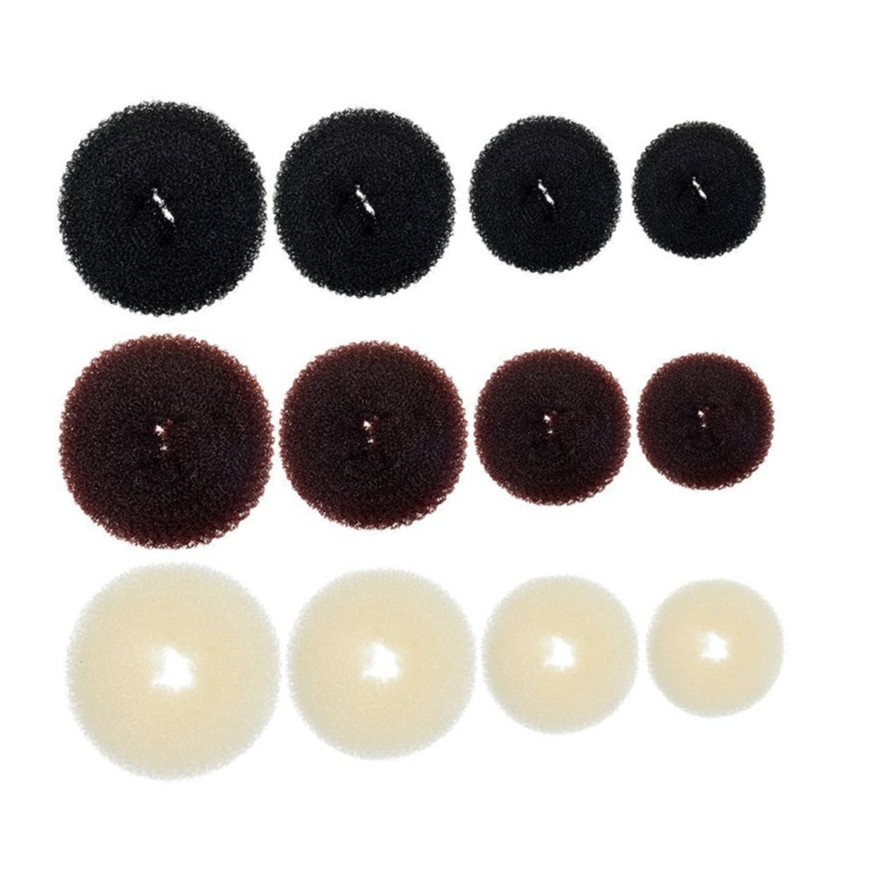 VICASKY 12pcs Hair Ring Tray Messy Hair Ties for Women Donut Long Hair Ropes Chignon Maker Doughnut Women Headpiece Hair Curler Buns Shaped Black Hair Elastics Hair Bun Chemical Fiber
