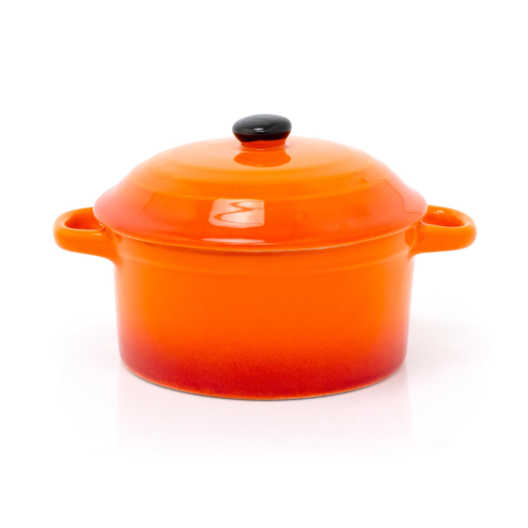Carousel Home And Gifts Orange Ovenproof Ceramic Porcelain Pan Mini Casserole Oven Dish Cocotte With Lid 10Cm