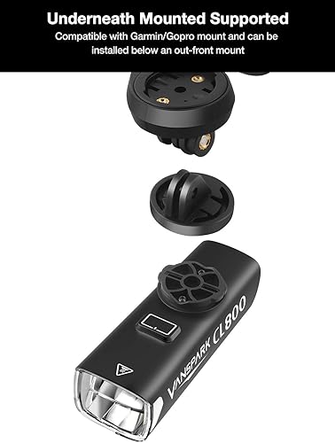 Miniatura 4 de VANSPARK CL800 Bike Lights, Max 1000 Lumens Bike Headlight with Cut Off Beam, 3500mAh USB-C Rechargeable Bicycle Light, CNC-Machined Aluminum Body