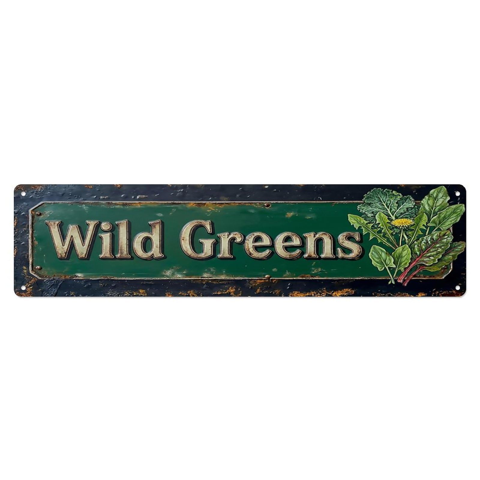 Vintage Wild Greens Foraged Farmhouse Metal Tin Sign