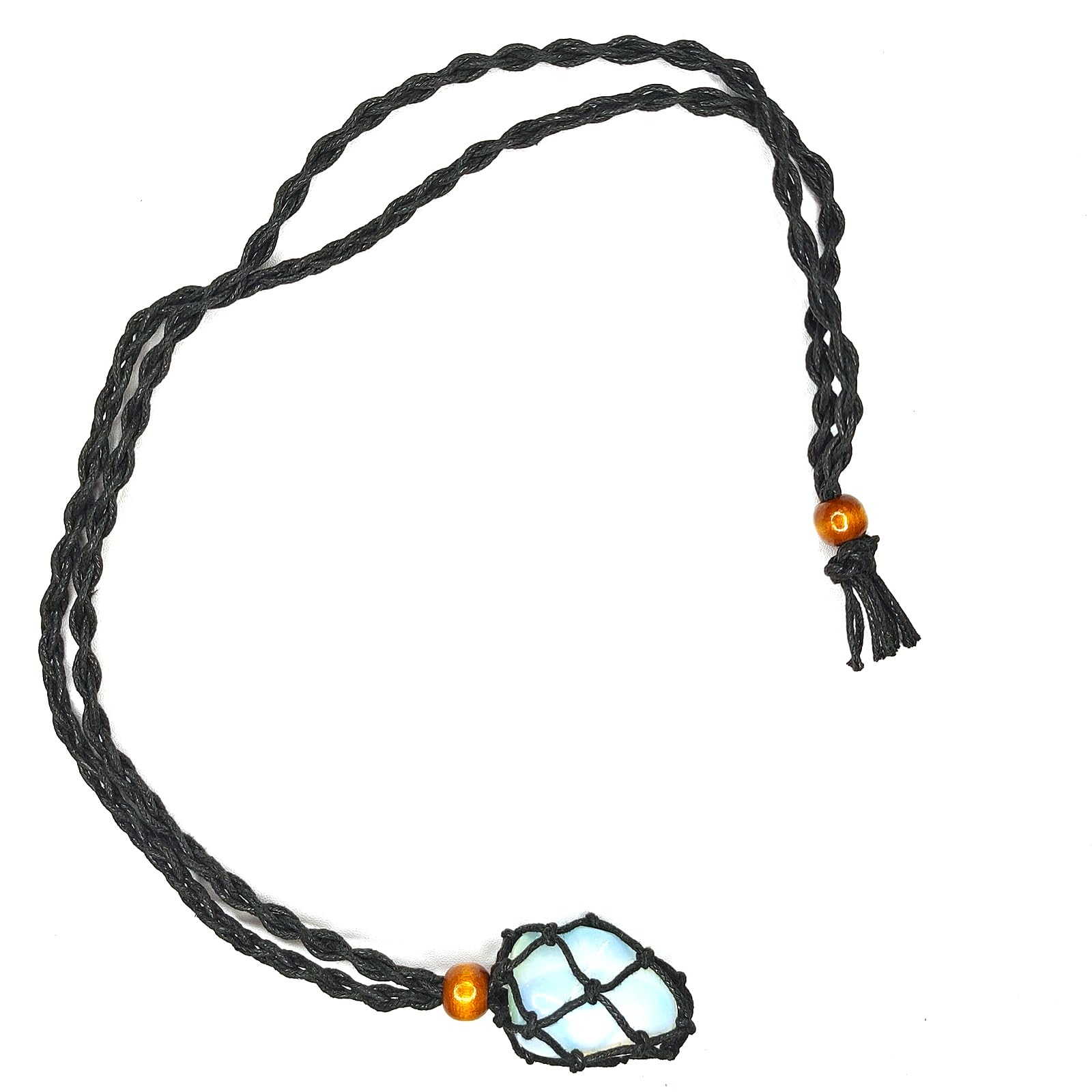 CIFIBIFUN Crystal Handmade Necklace Cage Cord,With Synthetic Opal Stone Pendant