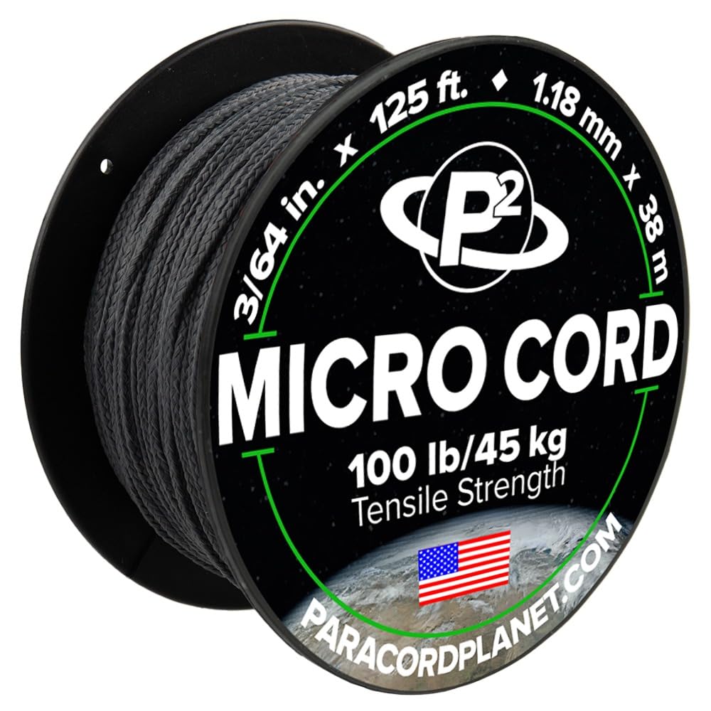Paracord Planet Micro Paracord – Thin Braided Cord for Crafting, Fishing, and DIY Projects in 125 ft Spools – Gunmetal — image 1